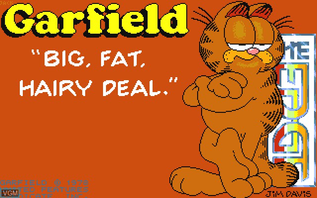 Title screen of the game Garfield - Big Fat Hairy Deal on Commodore Amiga