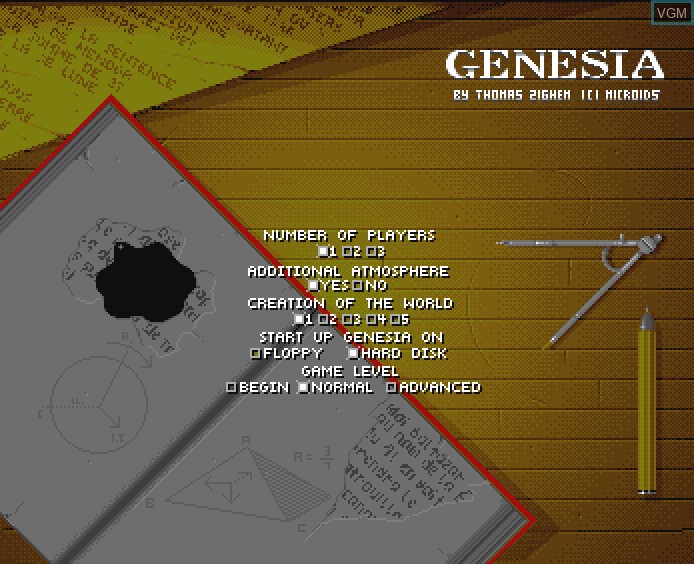 Title screen of the game Genesia on Commodore Amiga