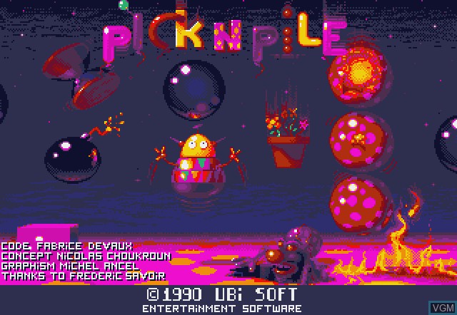 Title screen of the game Pick'N'Pile on Commodore Amiga