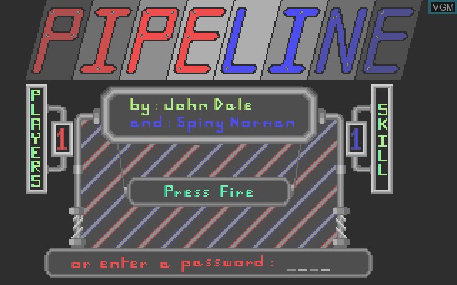 Title screen of the game Pipeline on Commodore Amiga