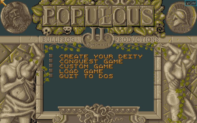 Title screen of the game Populous II on Commodore Amiga