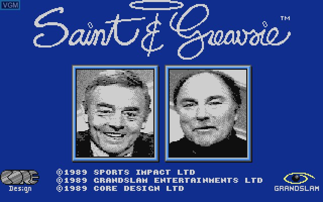 Title screen of the game Saint & Greavsie on Commodore Amiga