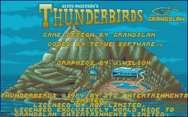 Title screen of the game Thunderbirds on Commodore Amiga