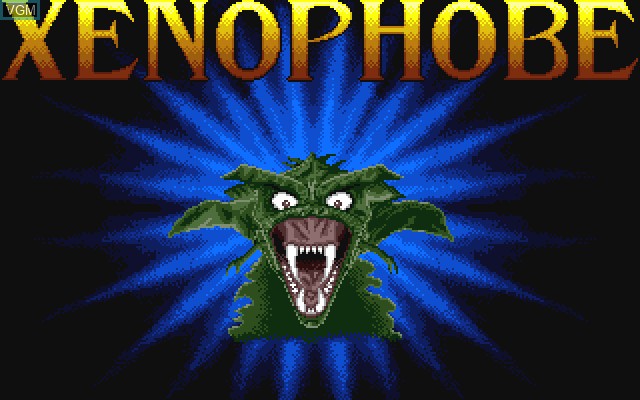 Title screen of the game Xenophobe on Commodore Amiga