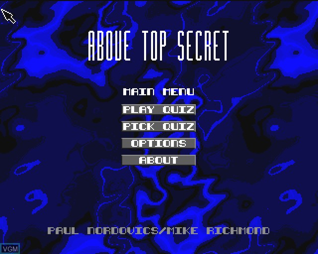 Title screen of the game Above Top Secret on Commodore Amiga