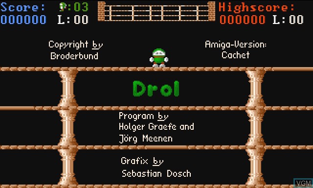 Title screen of the game Drol on Commodore Amiga