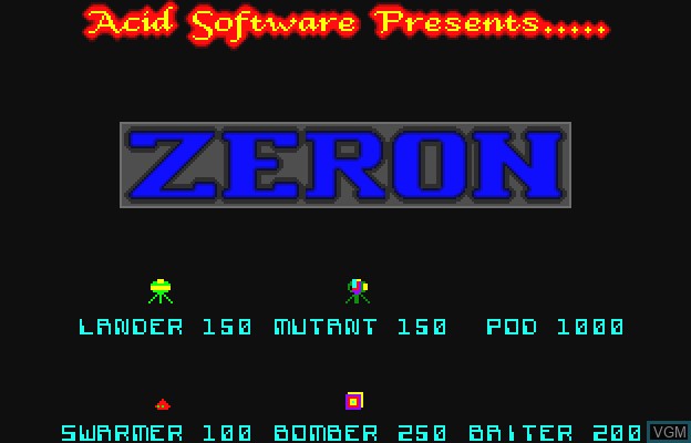 Title screen of the game Zeron on Commodore Amiga