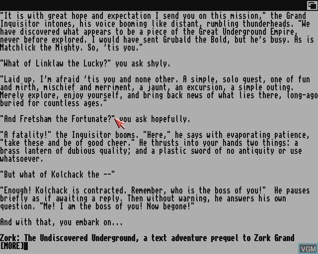 Title screen of the game Zork - The Undiscovered Underground on Commodore Amiga