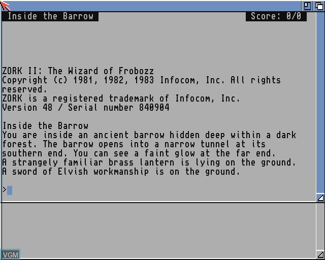Title screen of the game Zork II - The Wizard of Frobozz on Commodore Amiga