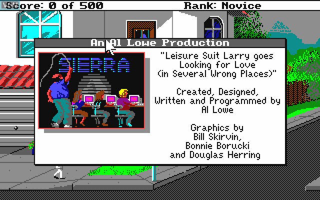 Title screen of the game Leisure Suit Larry 2 - Leisure Suit Larry Goes Looking for Love on Commodore Amiga
