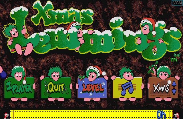Title screen of the game Lemmings - Xmas Lemmings 1991 on Commodore Amiga