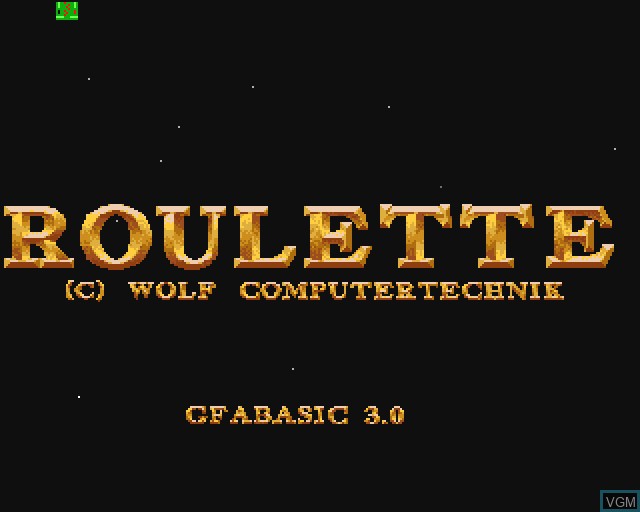 Title screen of the game Roulette v2 on Commodore Amiga