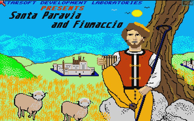 Title screen of the game Santa Paravia and Fiumaccio on Commodore Amiga
