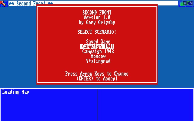 Title screen of the game Second Front - Germany Turns East on Commodore Amiga