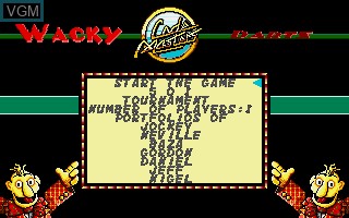 Menu screen of the game Wacky Darts on Commodore Amiga