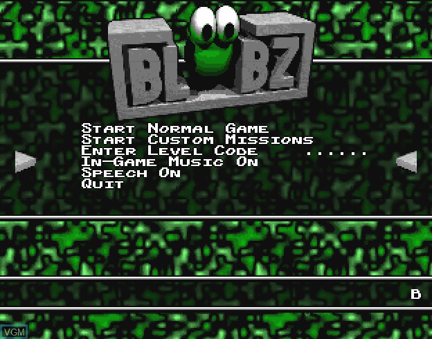 Menu screen of the game Blobz on Commodore Amiga