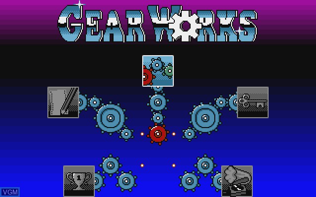 Menu screen of the game Gear Works on Commodore Amiga