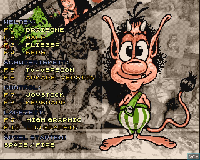 Menu screen of the game Hugo on Commodore Amiga