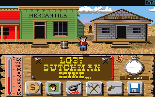 Menu screen of the game Lost Dutchman Mine on Commodore Amiga