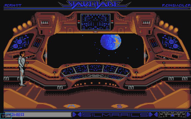 Menu screen of the game Starblade on Commodore Amiga