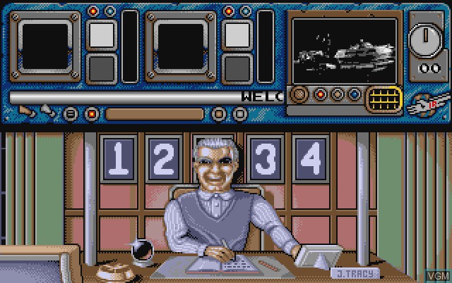 Menu screen of the game Thunderbirds on Commodore Amiga