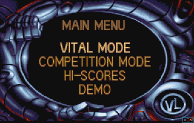 Menu screen of the game VitalLight on Commodore Amiga
