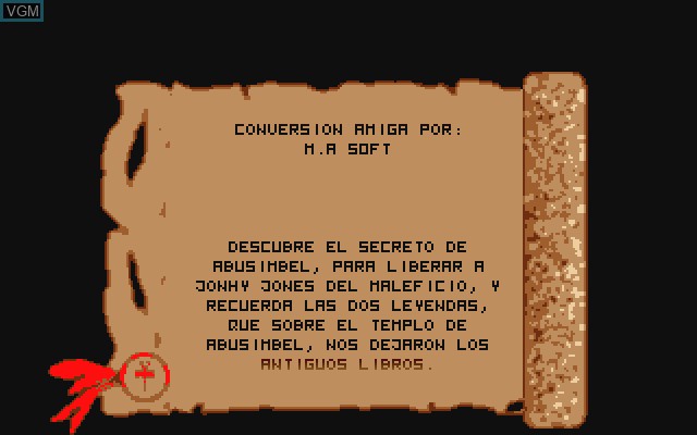Menu screen of the game Abu Simbel Profanation on Commodore Amiga