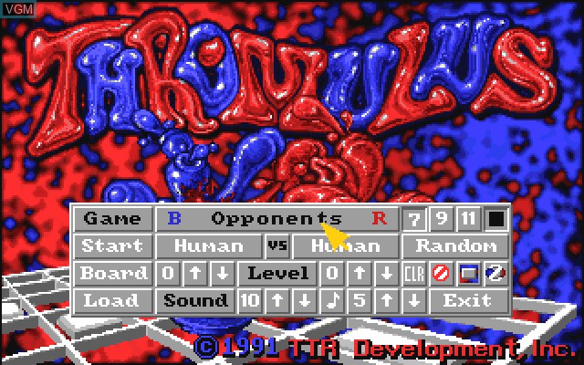 Menu screen of the game Thromulus - The Enemy Within on Commodore Amiga