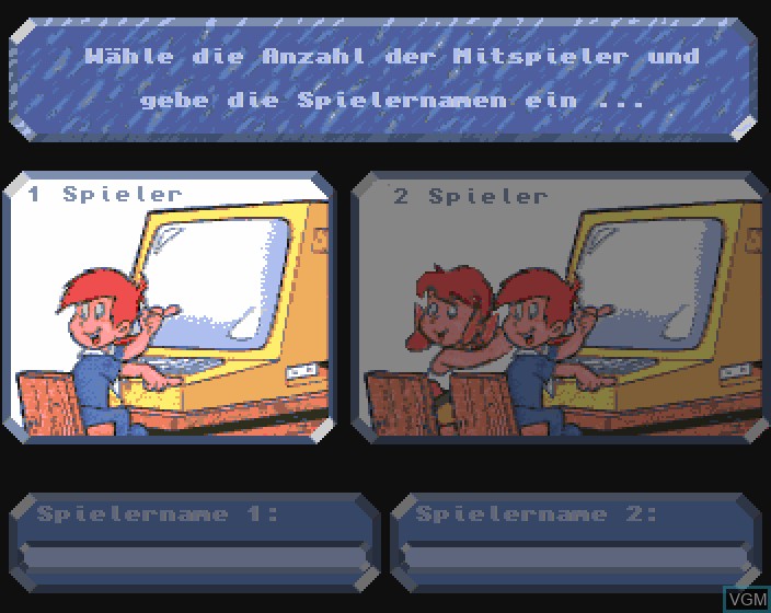 Menu screen of the game Knax Computerspiel on Commodore Amiga