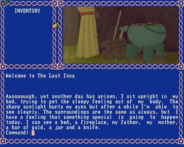 Menu screen of the game Last Inca, The on Commodore Amiga
