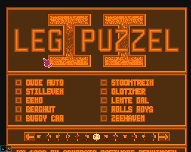 Menu screen of the game Leg Puzzel II on Commodore Amiga