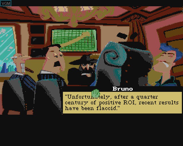 Menu screen of the game Leisure Suit Larry 5 - Passionate Patti Does a Little Undercover Work on Commodore Amiga