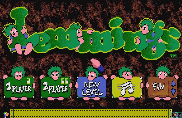 Menu screen of the game Lemmings on Commodore Amiga