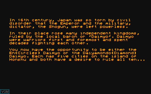 Menu screen of the game Samurai - The Way of the Warrior on Commodore Amiga