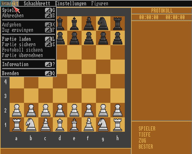 Menu screen of the game Schach Deluxe on Commodore Amiga