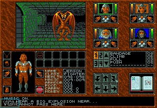 In-game screen of the game Abandoned Places - A Time for Heroes on Commodore Amiga