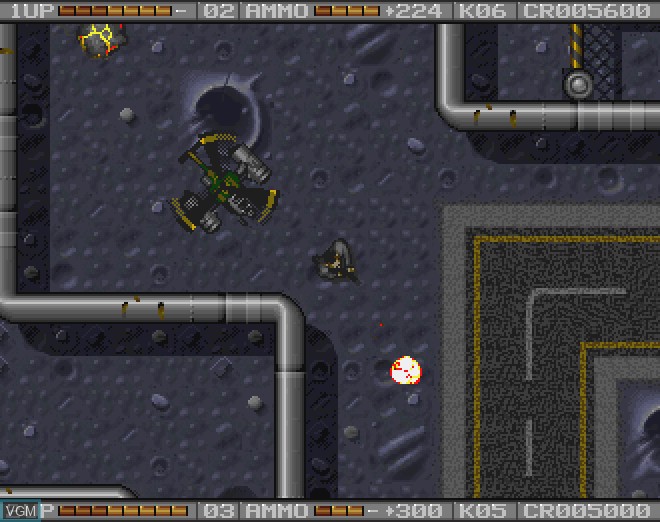 In-game screen of the game Alien Breed 2 on Commodore Amiga