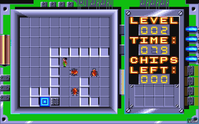 In-game screen of the game Chip's Challenge on Commodore Amiga