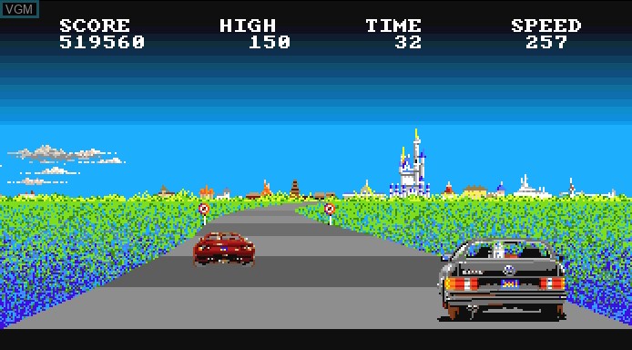 In-game screen of the game Crazy Cars on Commodore Amiga