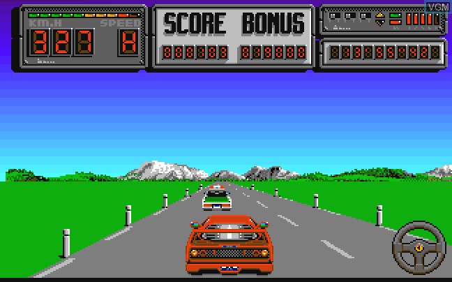 In-game screen of the game Crazy Cars II on Commodore Amiga