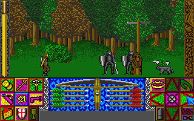 In-game screen of the game Crossbow Legend William Tell on Commodore Amiga