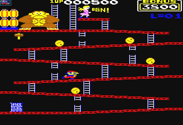 In-game screen of the game Donkey Kong on Commodore Amiga