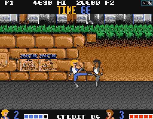 In-game screen of the game Double Dragon on Commodore Amiga