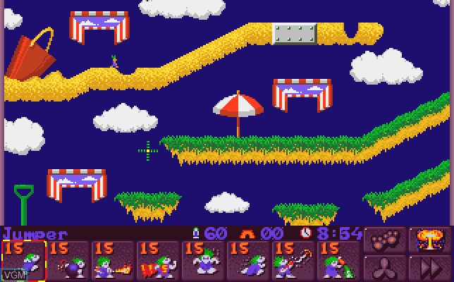 In-game screen of the game Lemmings 2 on Commodore Amiga