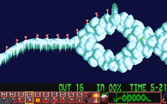 In-game screen of the game Lemmings Holiday 1994 on Commodore Amiga