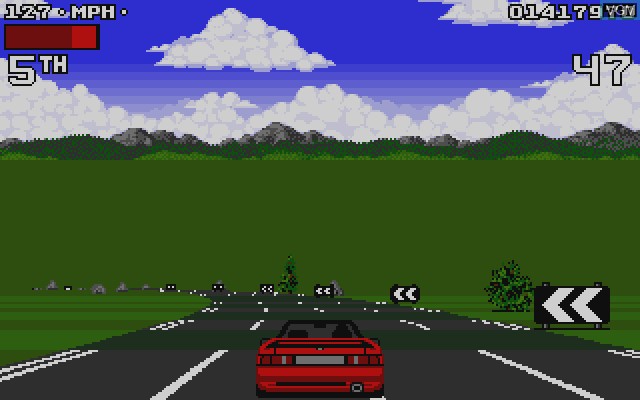 In-game screen of the game Lotus Turbo Challenge 2 on Commodore Amiga