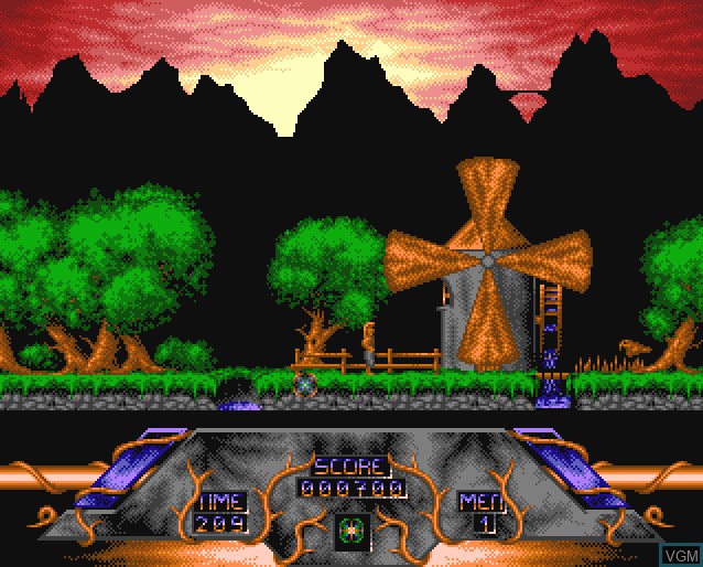 In-game screen of the game Mysterious Worlds on Commodore Amiga