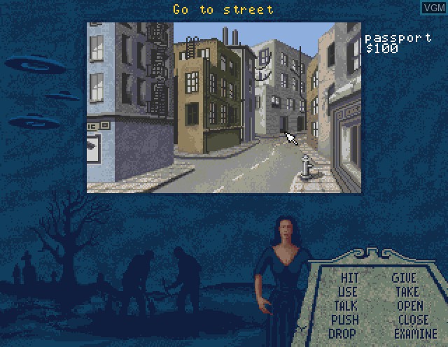 In-game screen of the game Plan 9 From Outer Space on Commodore Amiga
