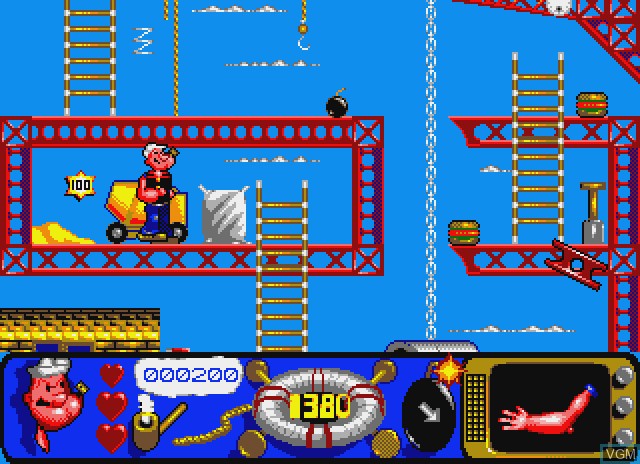 In-game screen of the game Popeye 2 on Commodore Amiga