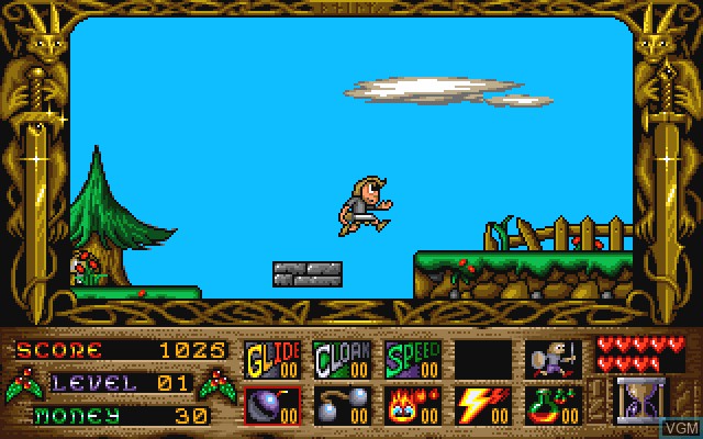 In-game screen of the game Prophecy 1 Viking Child on Commodore Amiga